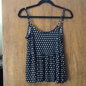 Delias black and white polka dot tank top
